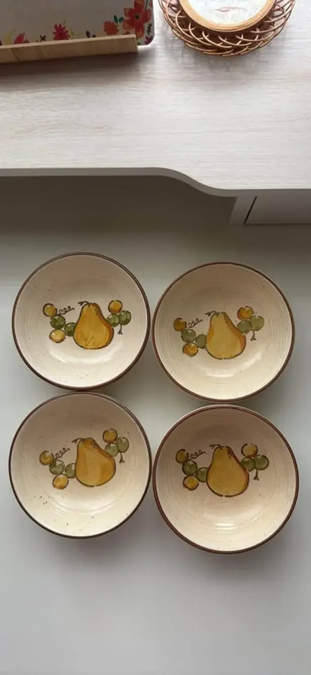 Vintage California Hand-Painted Ceramic Fruit Bowls Stoneware Poppytrail Merlox
